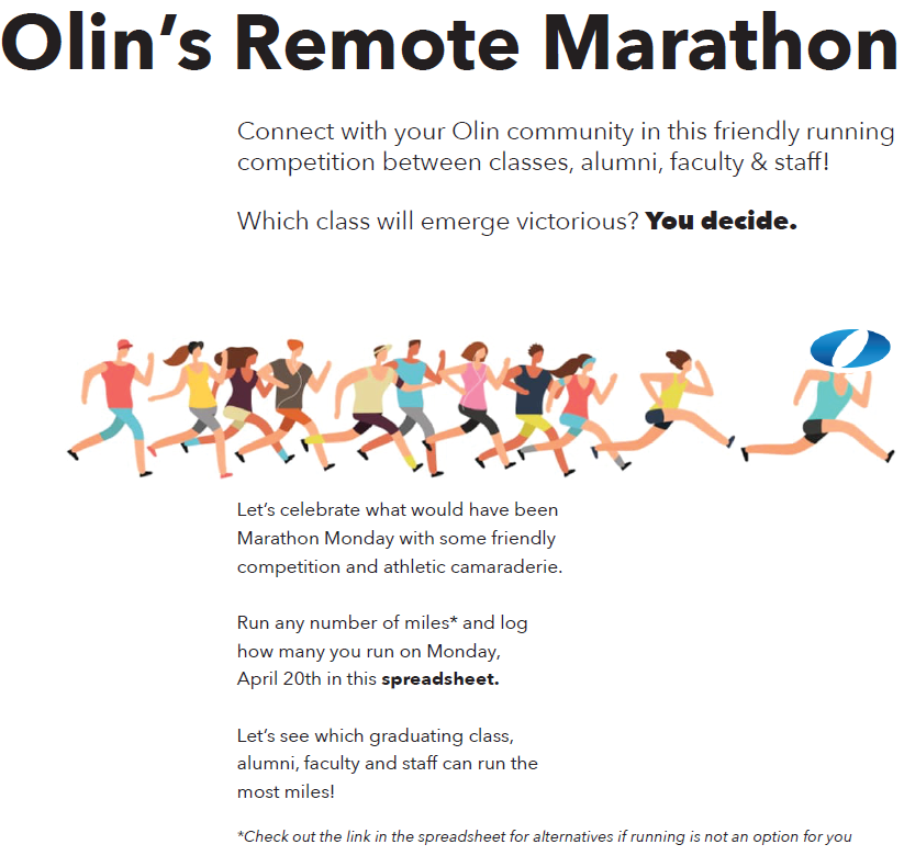 A poster advertising Olin's Remote Marathon.