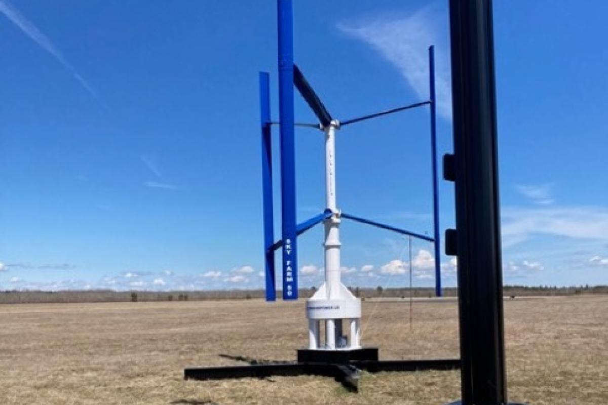 An image of a prototype Distributed Vertical Axis Wind Turbine (VAWT) 