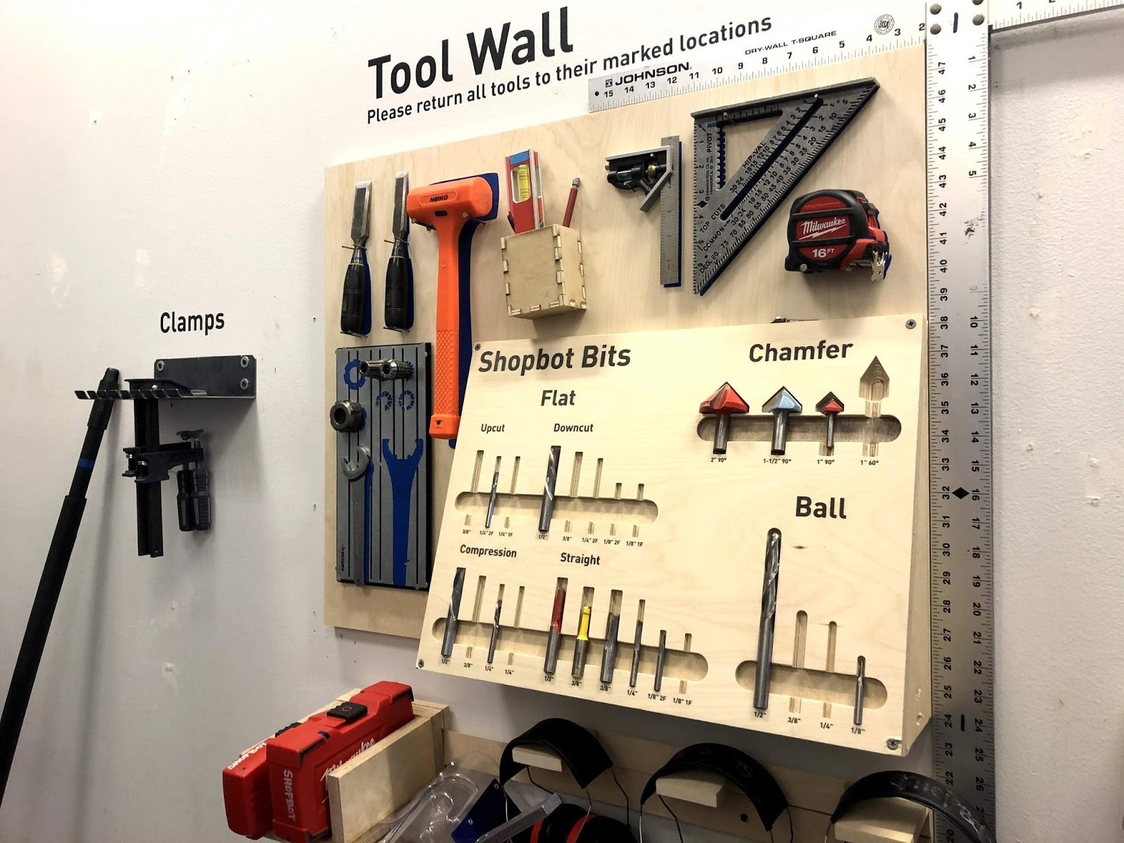 A wall of tools. 