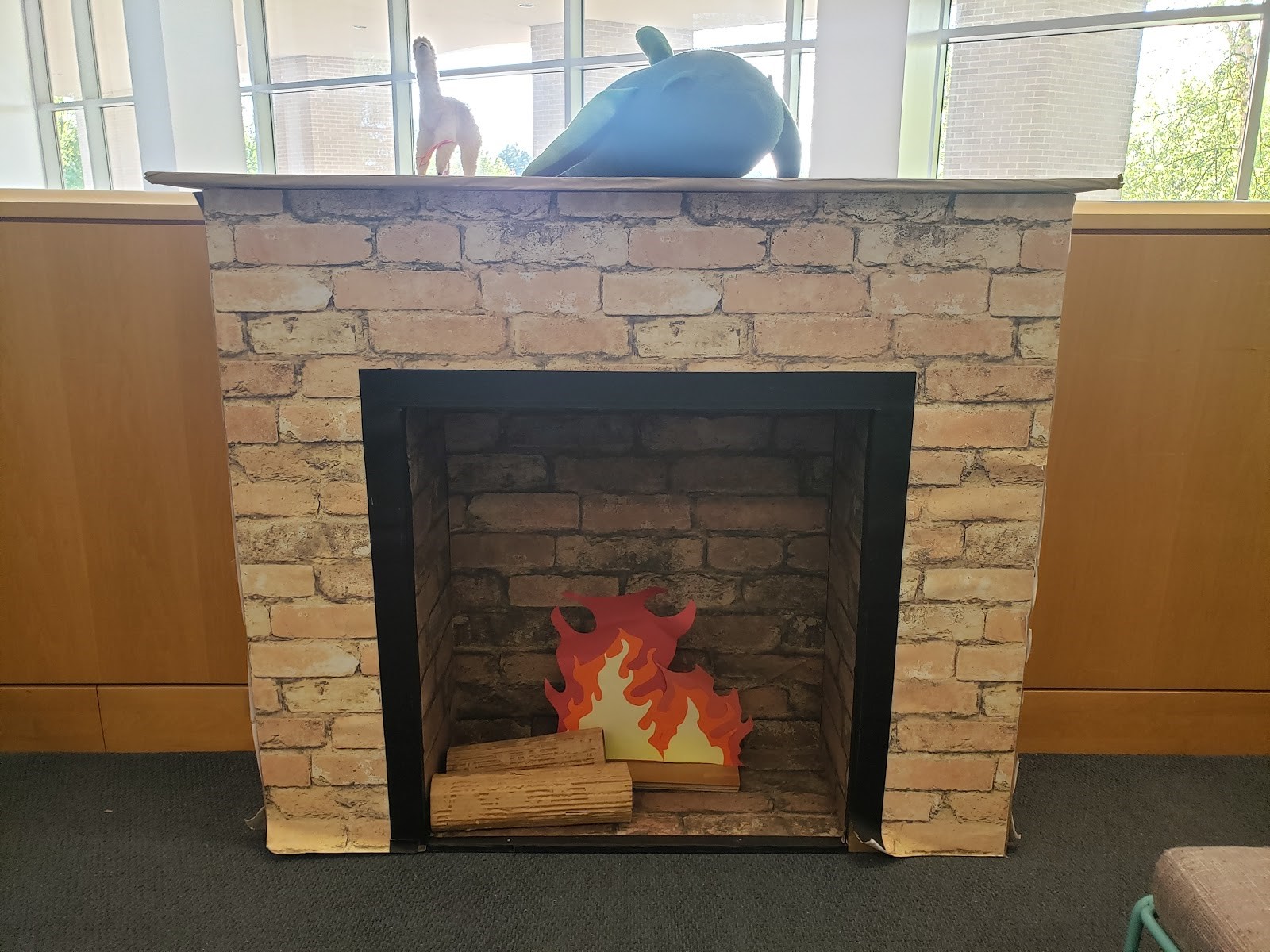 A fake fireplace prop.