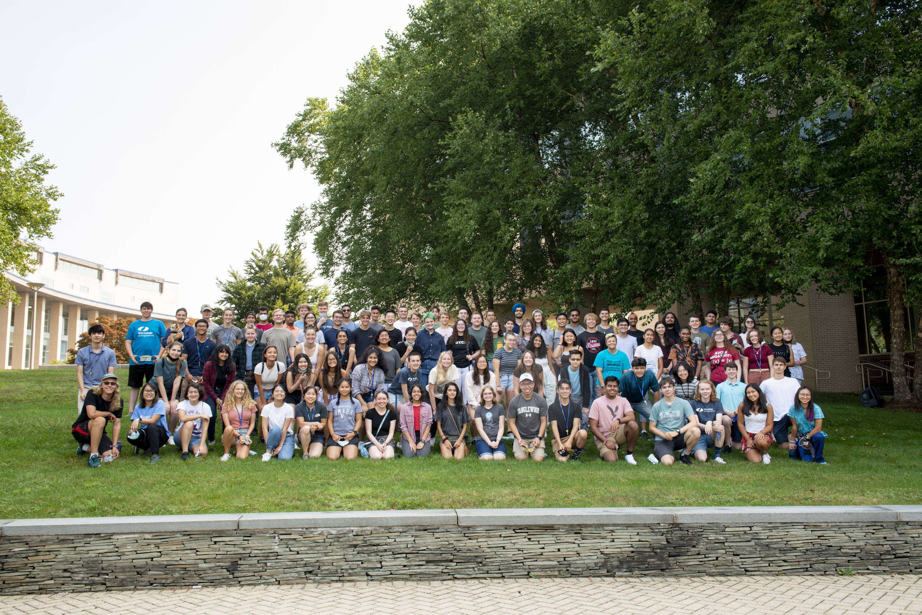 Group image of the Class of 2025 in front of Olin's campus