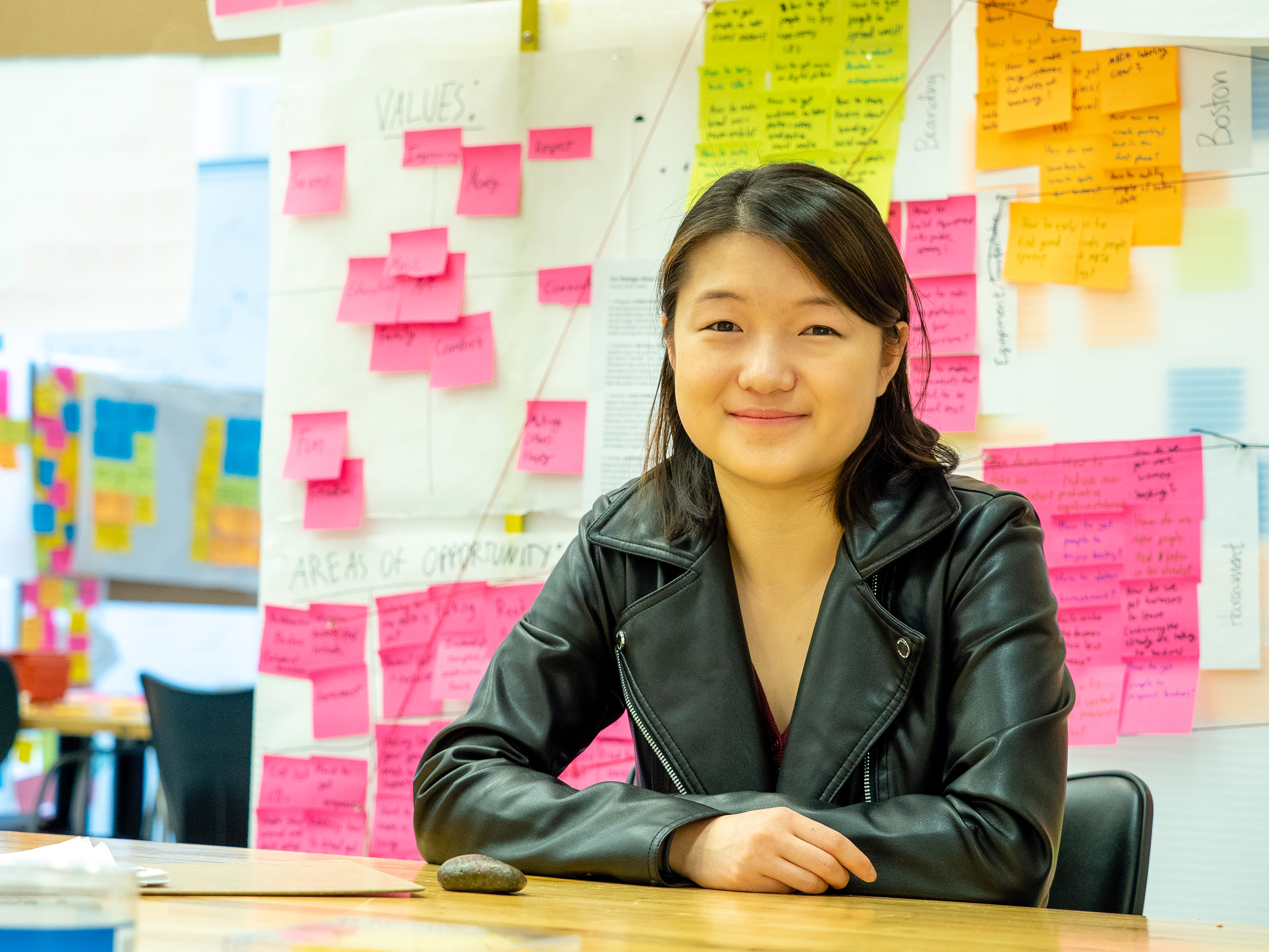 Image of Emma Pan'21 in the Collaborative Design Classroom.