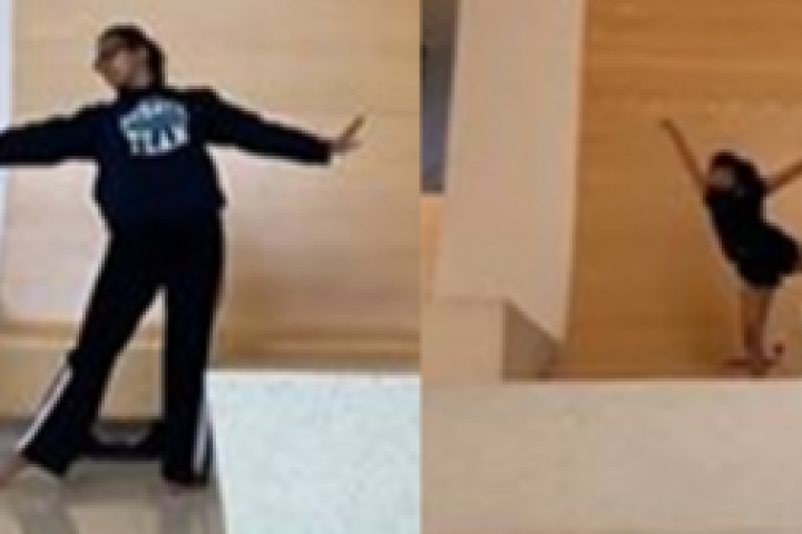 Side-by-side photos of a person dancing.