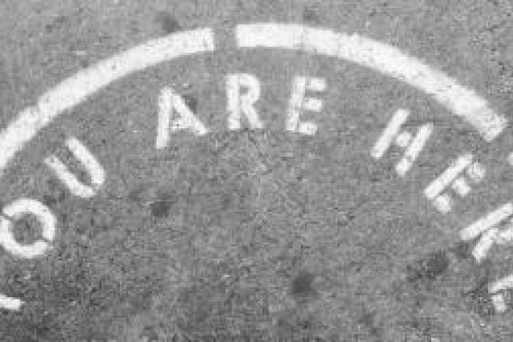 An image that says "You are here" in white letters on a gray background.