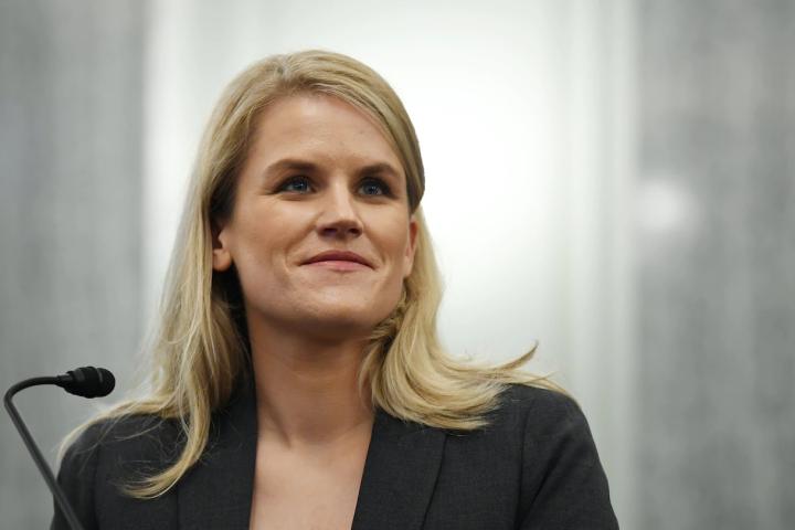 Frances Haugen '06, alumna, appearing before Congress in 2021 Frances Haugen '06, alumna, appearing before Congress in 2021