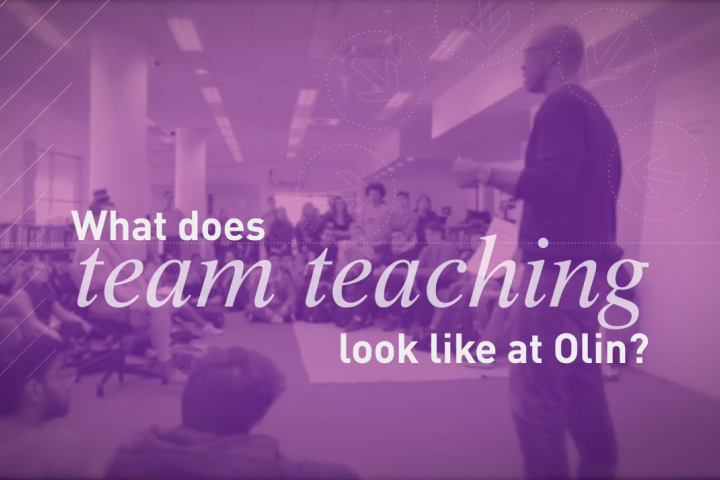 What does team teaching look like at Olin on purple background