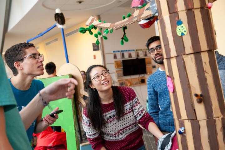 Students participate in a Design Nature activity on Olin's campus.