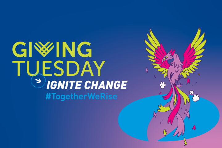 Giving Tuesday Event Banner: Flying Phoenix + #Together We Rise