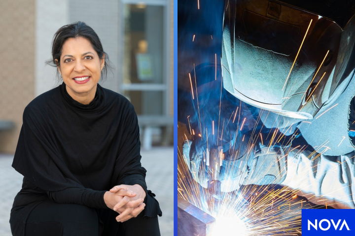 Olin College of Engineering's Dr. Deb Chachra, professor of engineering is shown along with a scene from PBS's NOVA.