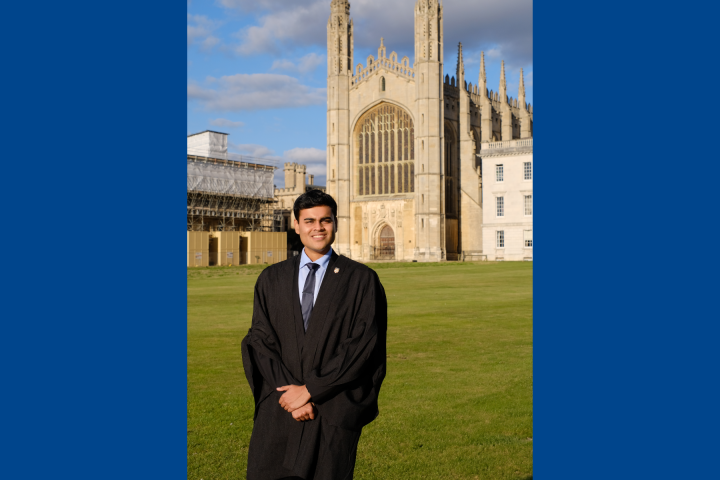 Sparsh Gupta ’26 pictured studying abroad in Cambridge, UK.
