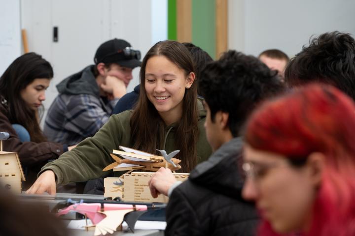 Olin College of Engineering students are seen designing projects for Mechanical Prototyping (MechProto).