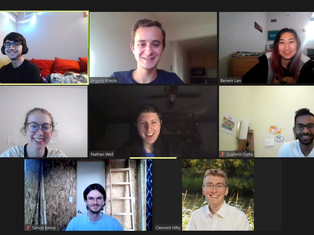 Members of the Olin Rocketry team meet virtually on zoom. Members of the Olin Rocketry team meet virtually on zoom.