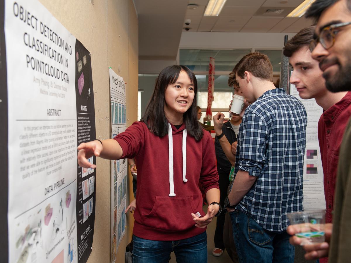 Amy Phung '21 presents research during the Astro Stats Poster Presentations in 2019.