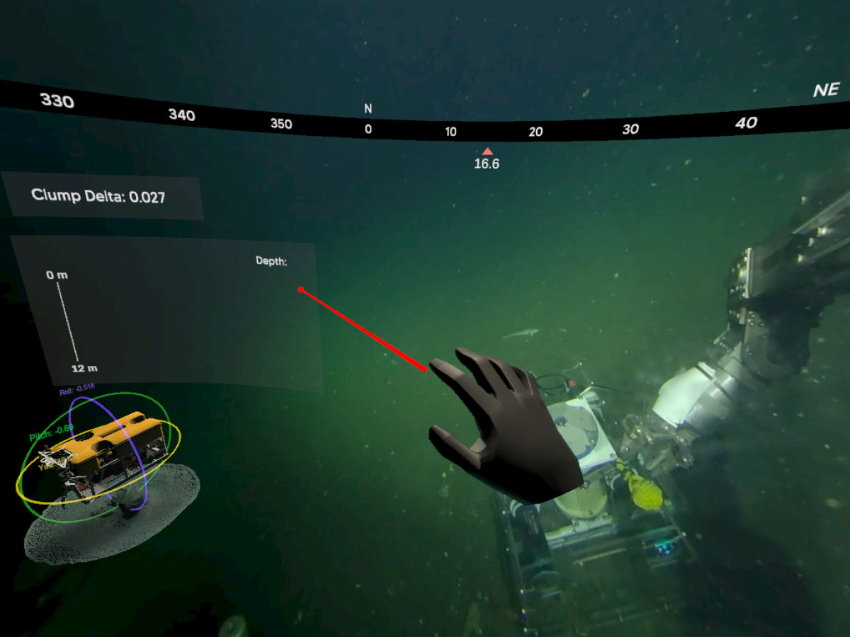 An image capture of the SCOPE team's ROV VR display.