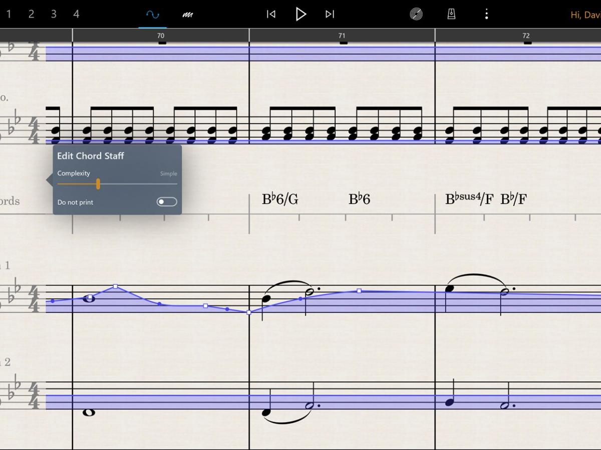A screenshot from the Staffpad app. A screenshot from the Staffpad app.