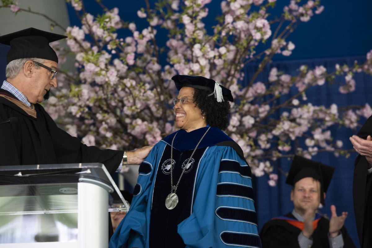 Former board Chair Ken Stokes P’12 presides over the Investiture Ceremony. Former board Chair Ken Stokes P’12 presides over the Investiture Ceremony.