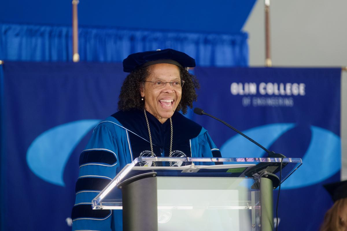 President Gilda Barabino speaking at commencement