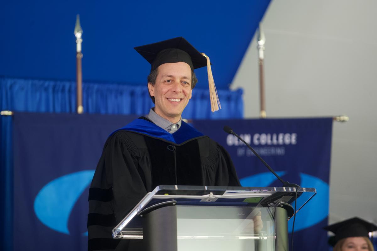 Rob Martello speaking at commencement