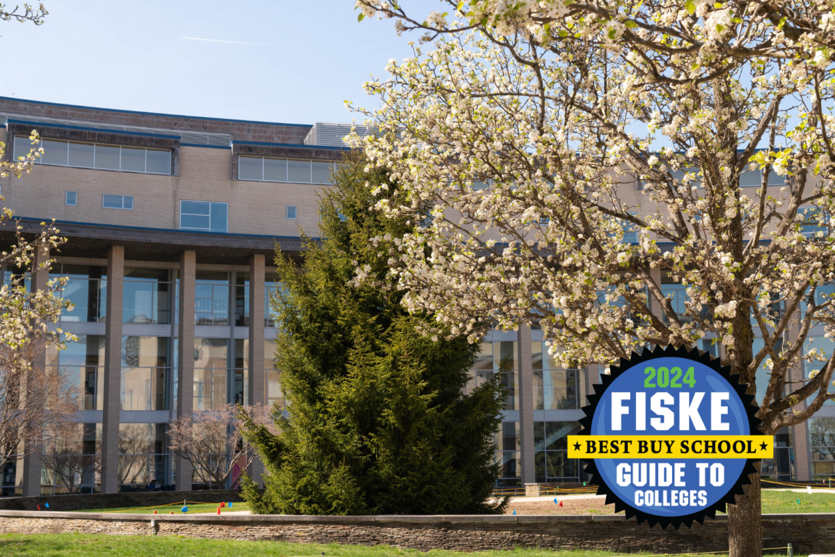 Campus photo with Fiske Badge