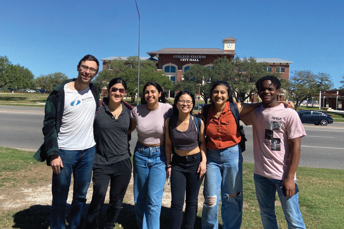 FIE Group Photo - 6 students outside College Station City Hall