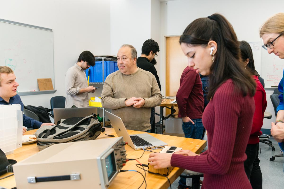 Professor Brian Krongold is the PIE classroom 