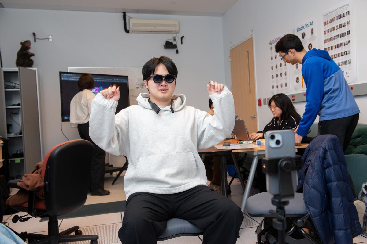 Student testing AR Movement interface Student testing AR Movement interface