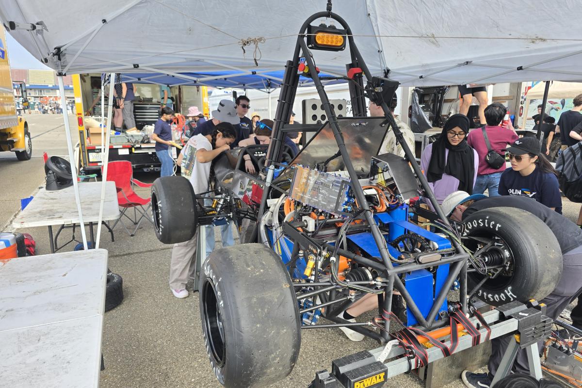 OEM team members work on the electric car MK VII during the SAE Competition in June 2025. OEM team members work on the electric car MK VII during the SAE Competition in June 2025.