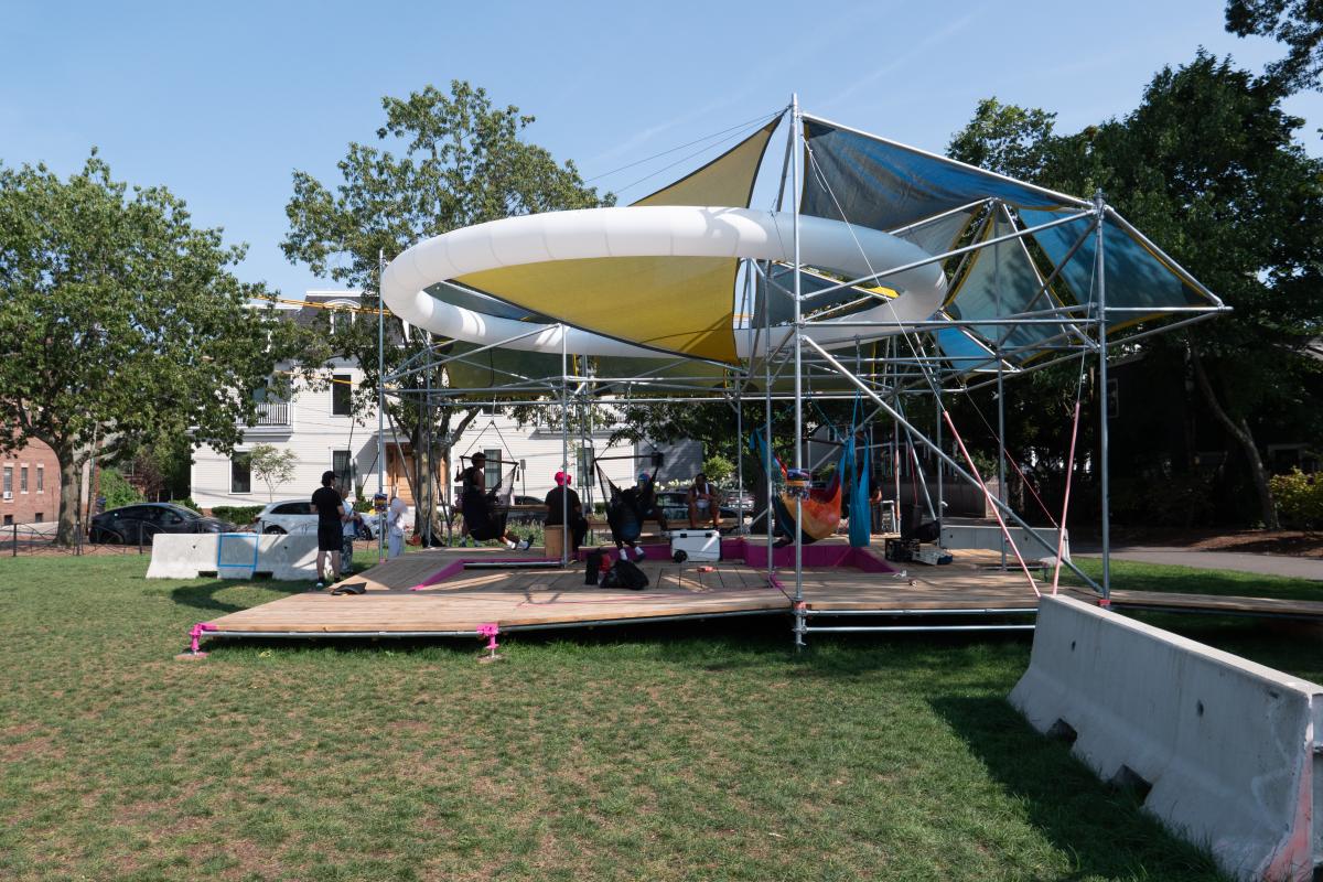 The Shade structure from the side during the day.