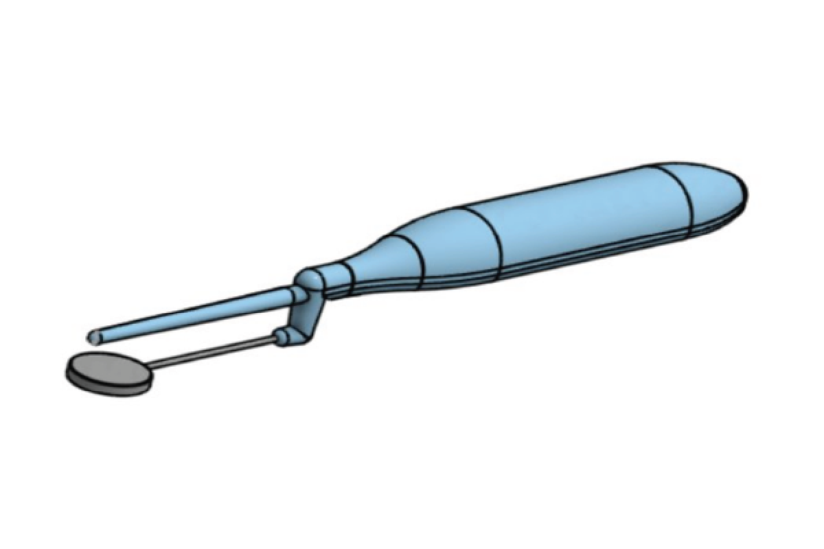 An image of a 3D model of a medical device created using computer-aided design (CAD) software for Olin's Biomedical Device Design course.