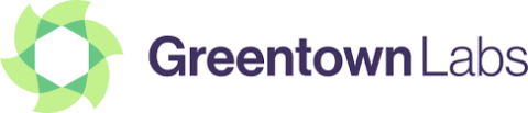 Greentown Labs Logo Green shape and purple name