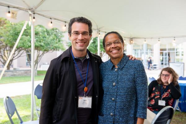 President Barabino stands with an Olin alum