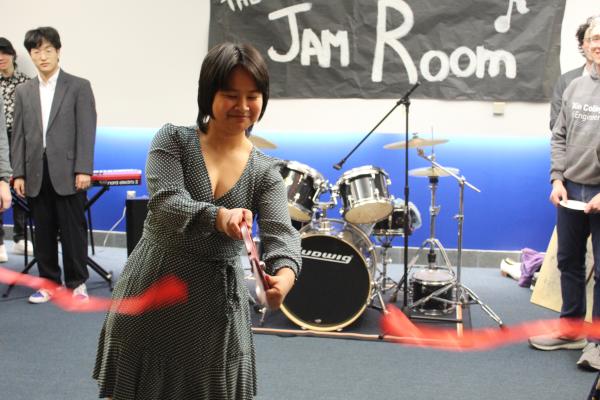 Gia cuts the Jam Room ribbon on March 10, 2023.
