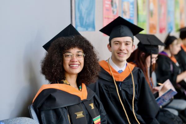 Students preparing for commencement