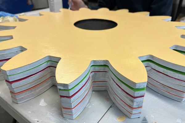 Close up image of wooden gears