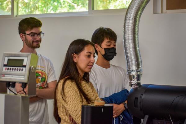 Students learning about the air roasting process at Wavelength. 