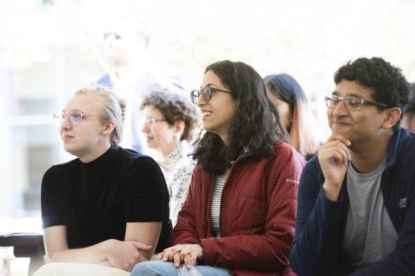 Audience members listen during a recent Olin Story Slam.